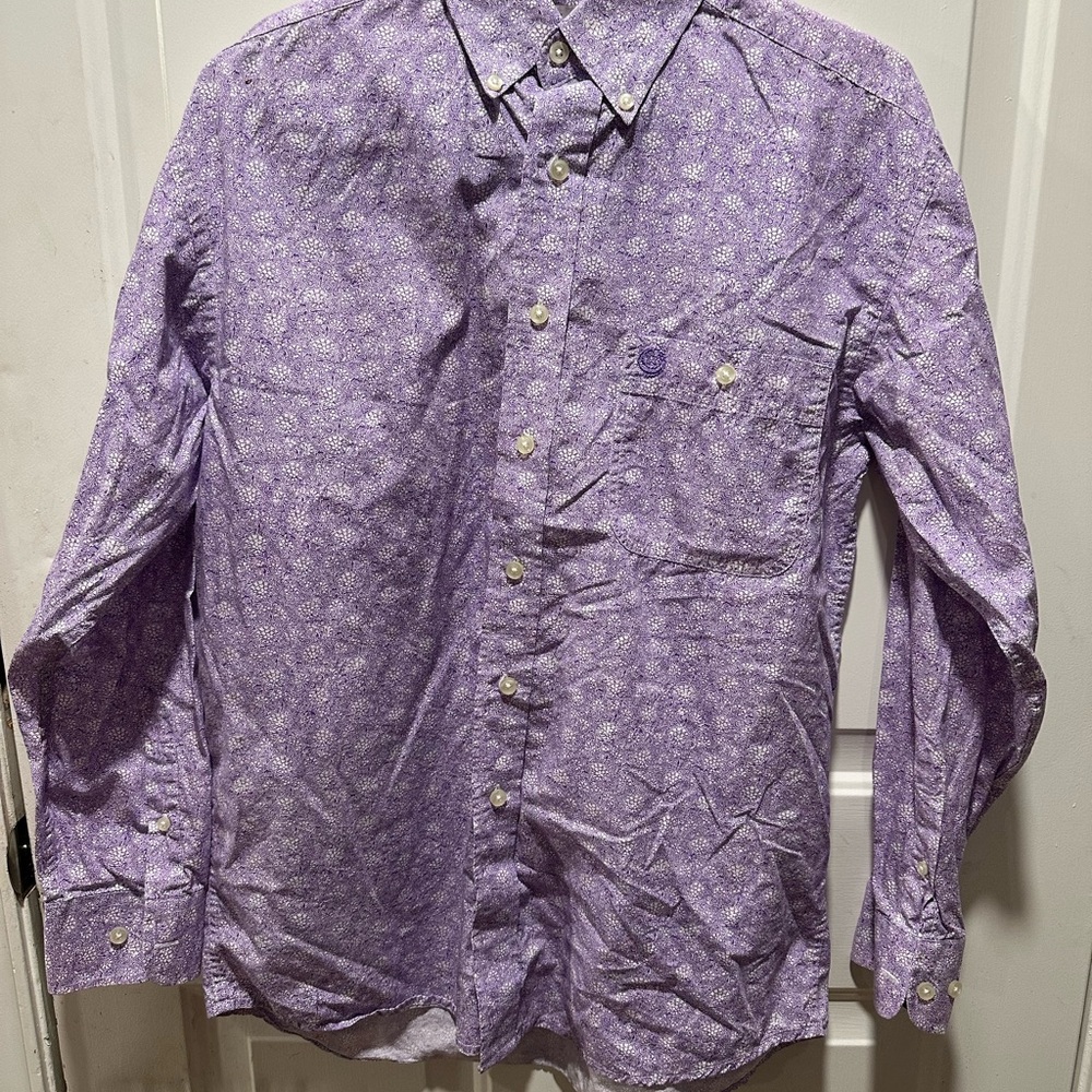 Wrangler George Strait Shirt Men Small Purple Floral Western Rodeo Cowboy